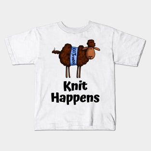Knit Happens (Dark Sheep) Kids T-Shirt